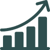 Growth chart with upward arrow